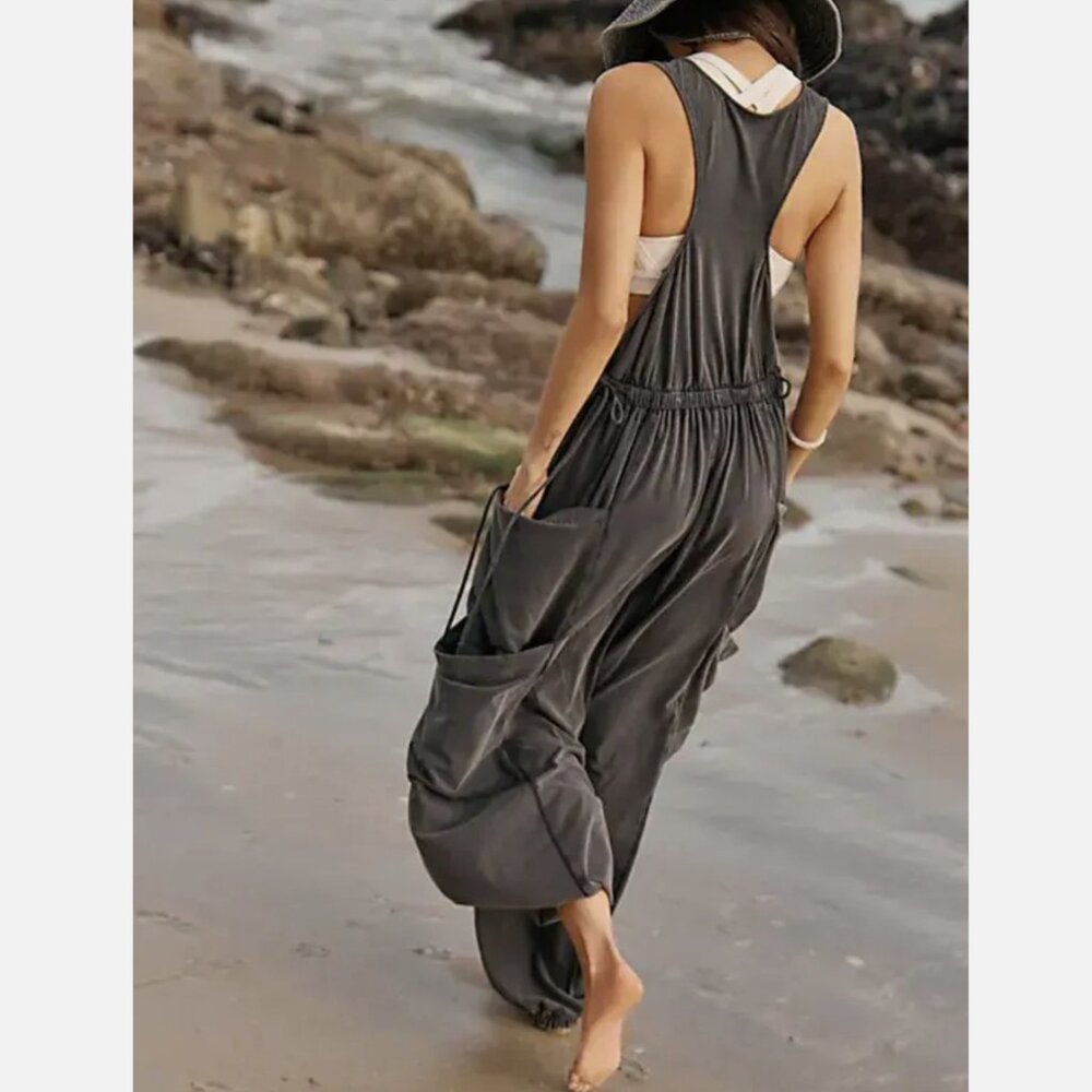 Free People Movement Washed Black Side Pockets Infinity Onesie - Picture 3 of 4
